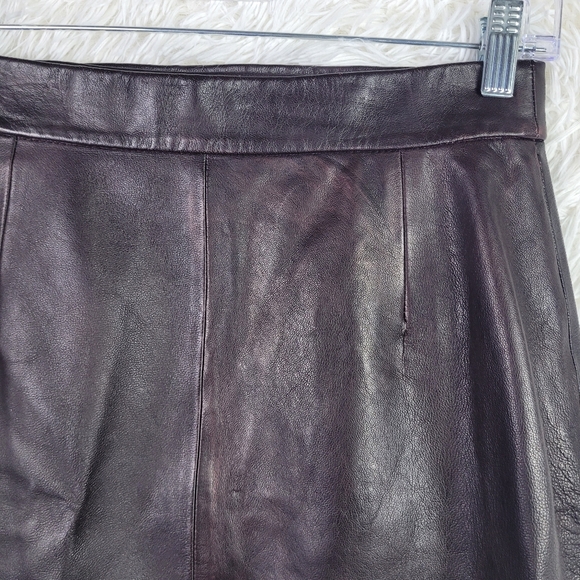 French Connection Sz 4 Brown 100% Sheep Leather Mini Wrap Skirt A-Line Supple - Picture 6 of 14